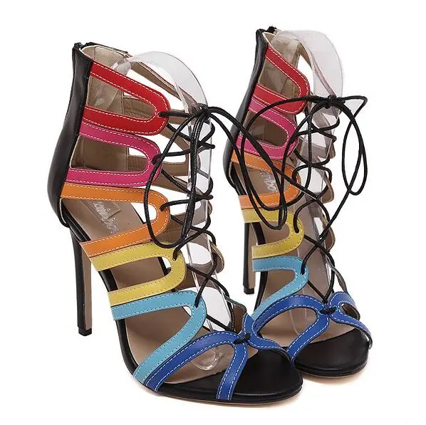 Мода тонкие высокие каблуки сандалии из обрезков женщины насосы для женщин лето