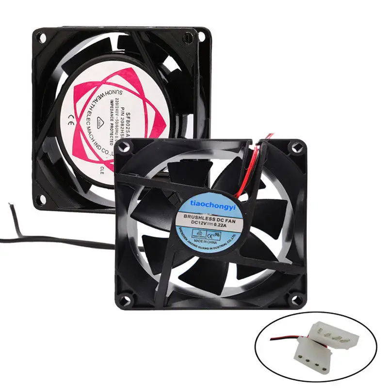 220V 12V 8cm 80mm x 25mm 120mm AC металлический Бесщеточный Охлаждающий промышленный