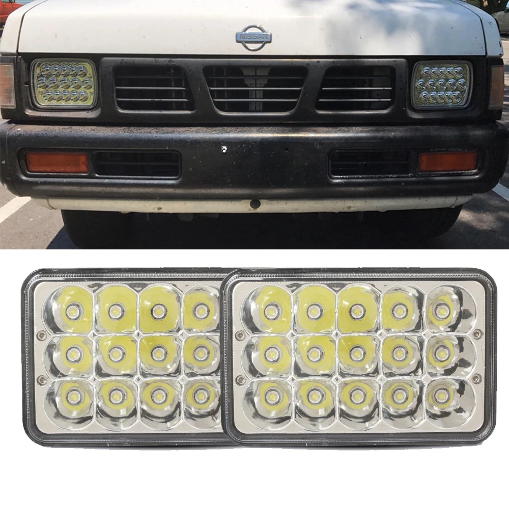 2PC 45w Rectangle 7x6 5x7 Led Headlights Replacment 6052 6054 H5054 H6054 HeadlampHi/Low Sealed Beam H4 Plug | Автомобили и