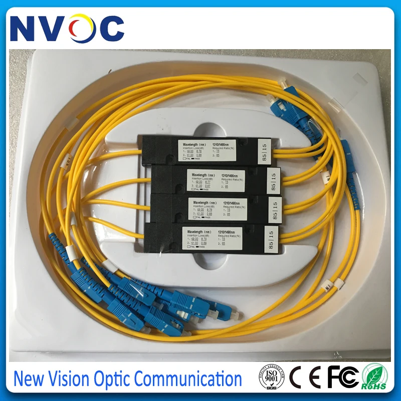 8Pcs/Lot 1/99 1310/1550nm Dual Window 1:99 Ratio SC/UPC ABS Box Type 90*20*10 1x2 FBT Fiber Coupler 1*2 FIber Optic Splitter | Мобильные
