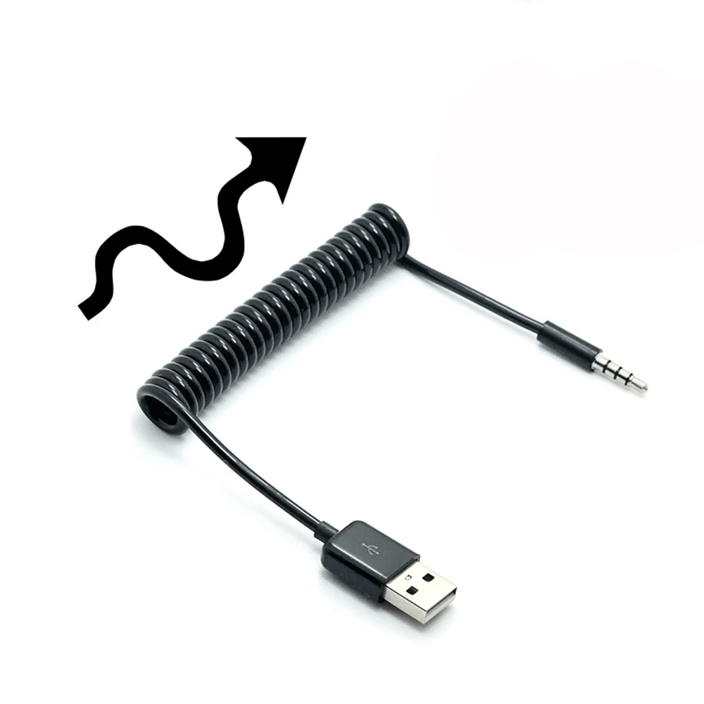 3,5 мм штекер Jack для USB женский автомобильный AUX аудио USB кабель адаптер пружинный шнур