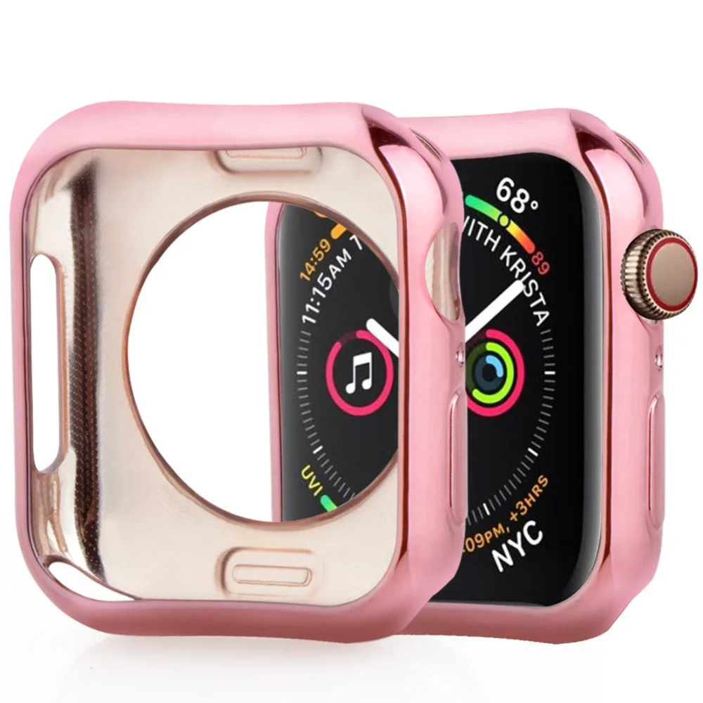 1 шт. силиконовый защитный чехол для Apple Watch Series 4 40 мм розовые золотые серебряные