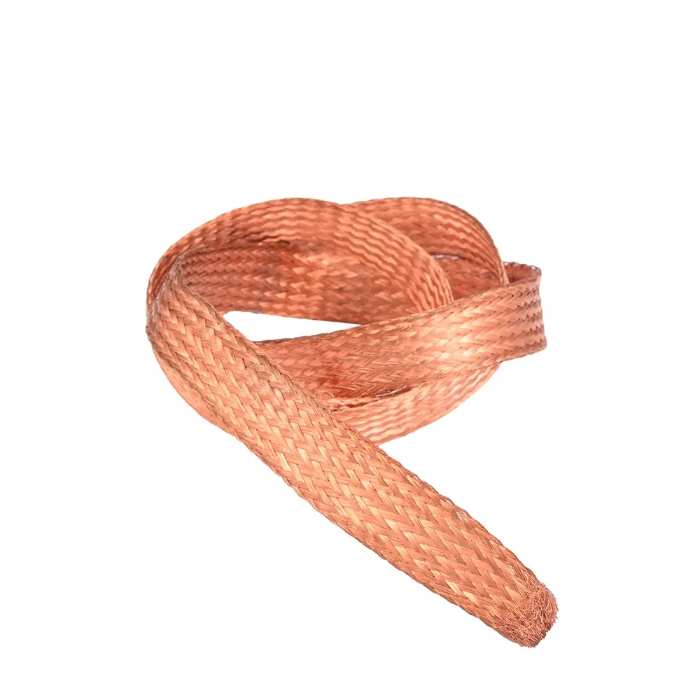 

1m Flat Pure Copper Braid 3.3ft 15mm Cable Bare Copper Braid Wire Ground Lead Mayitr