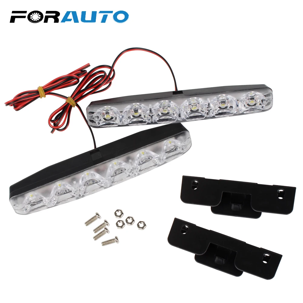 

FORAUTO 2Pcs/set 6 LEDs Car Daytime Running Lights DC 12V Car Daytime LED Light Super Bright DRL Car Styling Universal