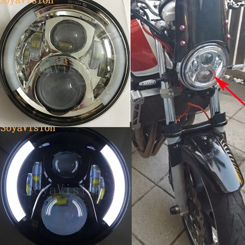 Hornet 250 600 900 VTEC VTR250 50 Вт H4 мотоциклетные белые ангельские глазки 7 "светодиодные