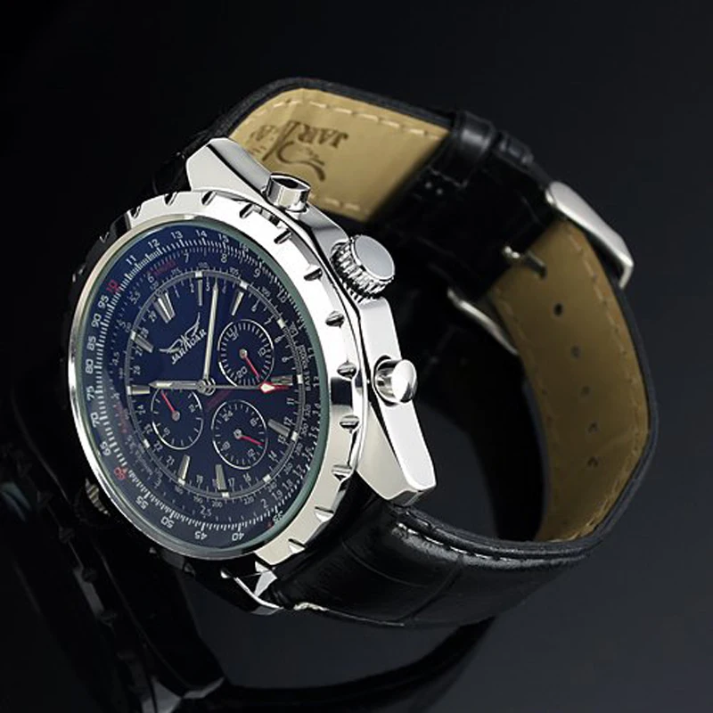 Роскошные автоматические механические часы с 6 стрелками для дня и даты черный