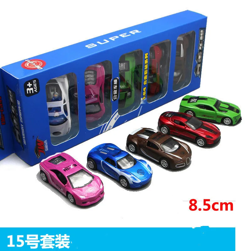 JW-15 Pull back 5 шт. 1: 64 детские игрушки модели спортивных автомобилей мини Карманный Автомобиль костюм авто полицейский гоночный автомобиль металлическая модель автомобиля Детские подарки для детей - Цвет: JW-15 Pull back