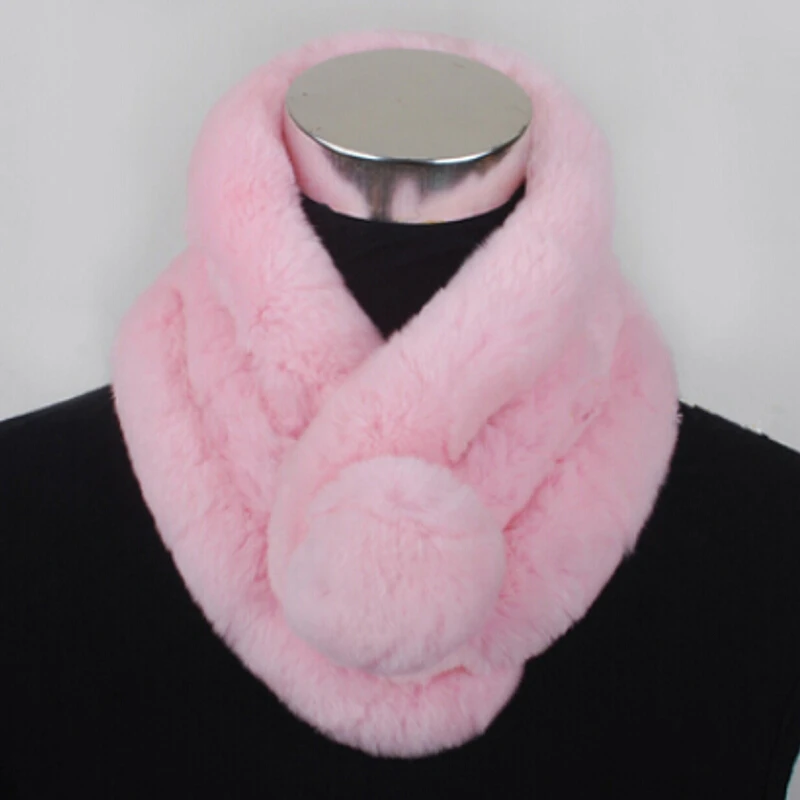 2018 шарф кролика рекс с шариком меховой Глушитель Зимний женский модный шейный