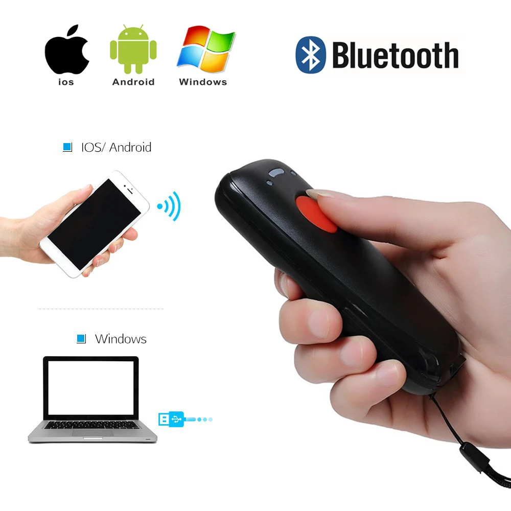 Портативный беспроводной Bluetooth сканер штрих кодов высокоскоростной CCD код