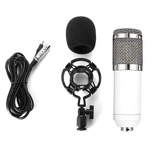 white BM800 конденсаторный звук микрофон профессиональный с амортизатором для записи комплект KTV Караоке BM 800 микрофон радио Baodcasting - Цвет: white