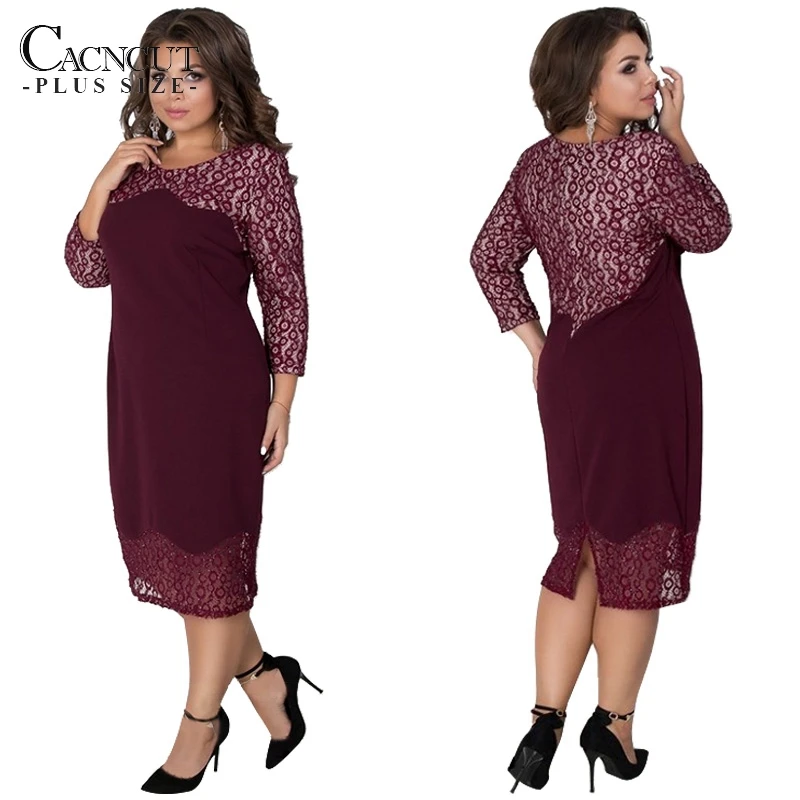 Весеннее сексуальное кружевное платье CACNCUT 5XL 6XL 2019 большого размера зимнее