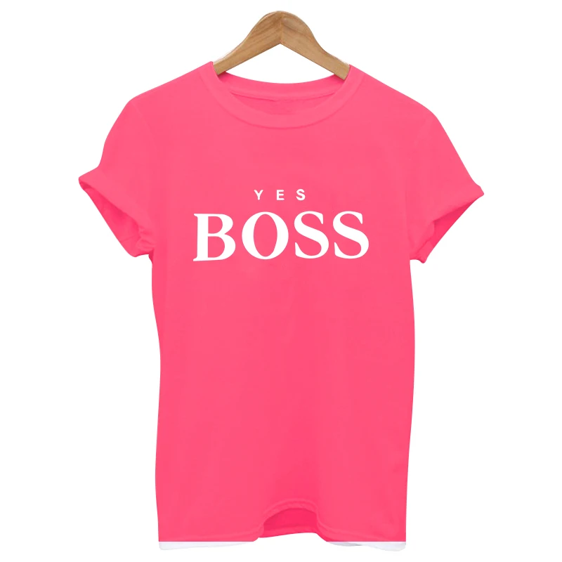 Новинка 2019 летние футболки с забавным принтом YES BOSS женские хлопковые топы