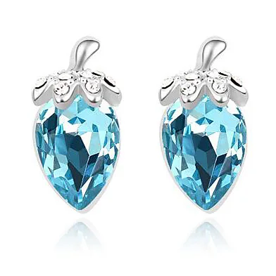 Простые OL стильные серьги гвоздики с настоящими кристаллами Swarovski белого золота
