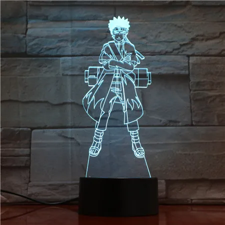 7 Colors Change 3D Led Visual Naruto Modelling Anime Figure Night Light Kid Touch Button Usb Table Lamp Home Decor Lighting Gift | Лампы и