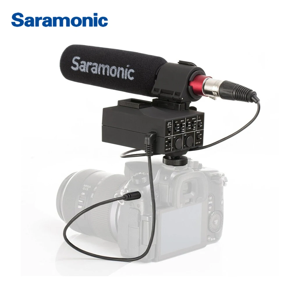 Saramonic MixMic Shot GUN видео микрофон со встроенным 2 канальным XLR аудио адаптером для DSLR