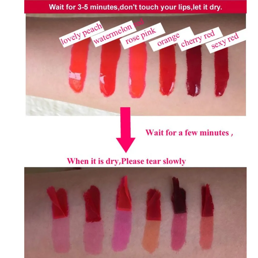 Новый Южно корейский оттенок для губ 6 видов цветов Сексуальная Татуировка