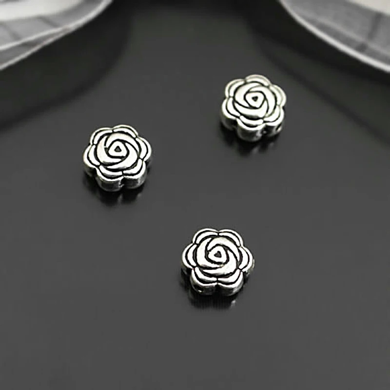

(26985)50PCS 8x4MM Antique Style Zinc Alloy Rose Spacer Beads Bracelets Beads Diy Jewelry Findings Accessories Wholesale