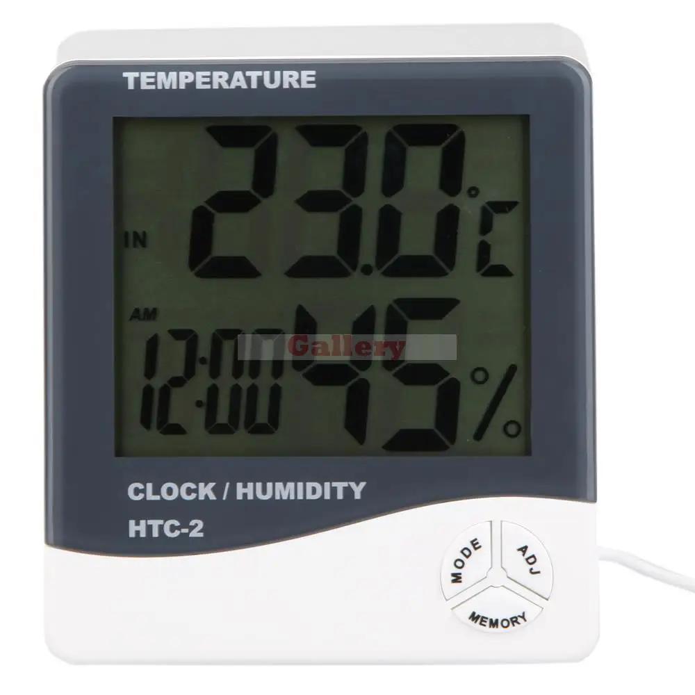 

Htc-2 Digital Indoor Outdoor Thermo Hygrometer Thermometer Temperature Humidity Meter Tester with Time Clock Meter