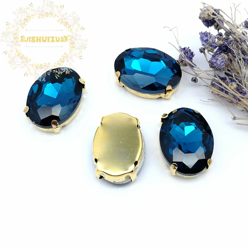 Бесплатная доставка! Овальные Стразы с павлиньим синим хрустальным стеклом