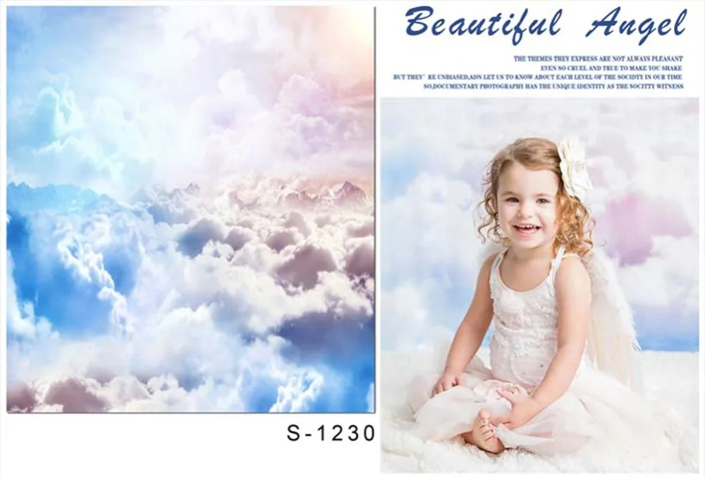 Фон для фотосъемки с изображением белых облаков 150*200 см голубое небо солнечным