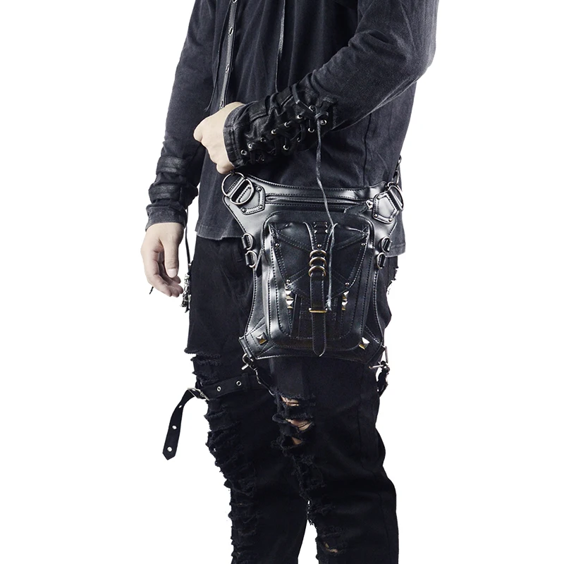 

SteamPunk Motorcycle Leg Bag Gothic Waist Bag For Men Women Cross Body Messenger Bags Retro Rock Shoulder Bag 2020 Hot Sale