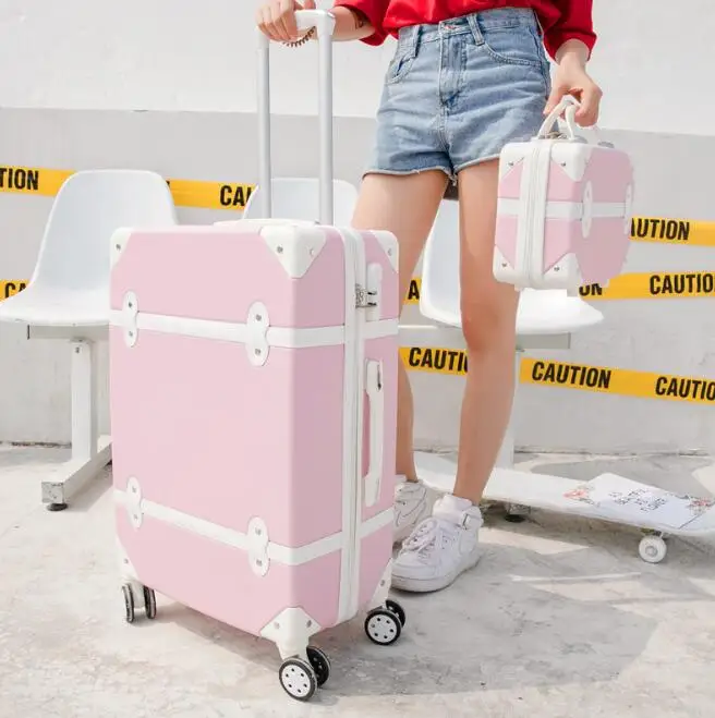 a set CARRYLOVE 2" 22" 2" 26" дюймовый Женский чемодан в стиле ретро набор Забавный Спиннер чемодан на колесиках из АБС-пластика с косметичкой - Цвет: a set