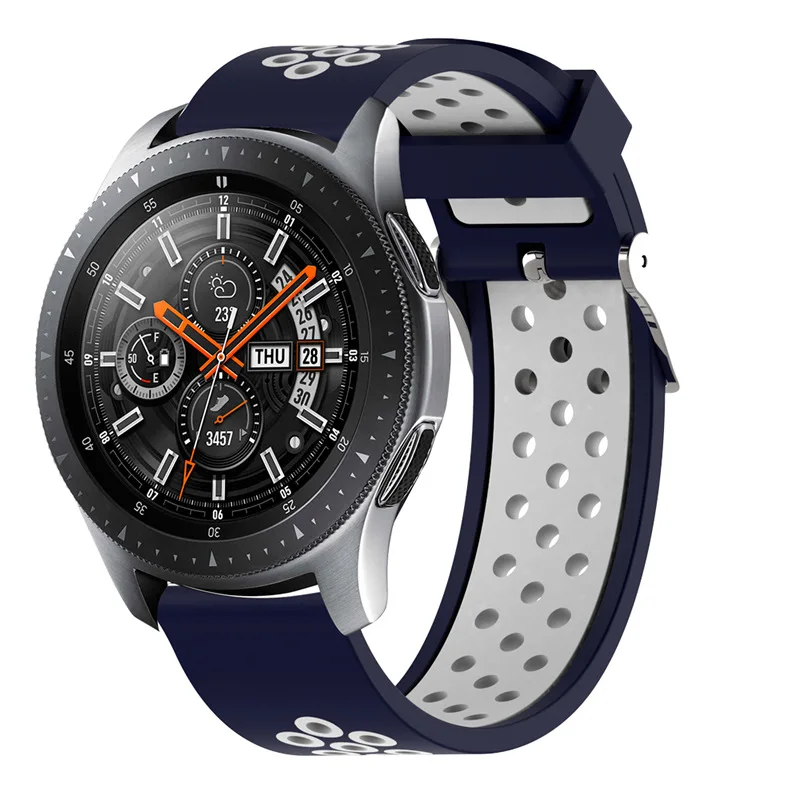 Силиконовый браслет для samsung gear S3 Classic Frontier Galaxy watch 46 мм SM-R800 часы браслет для huawei watch GT active - Цвет: dark blue white