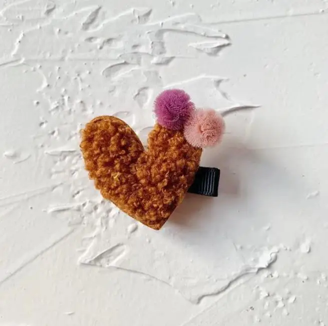 Clip-Heart Brown Для девочек-подростков милые полностью Зайка сердечный ленты для волос звезда с кружевом Бальные помпонами упругих волос держатель резинки для волос для детей HT006 - Цвет: Clip-Heart Brown