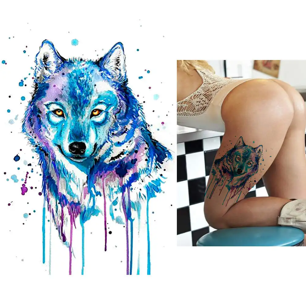 KM105 1 лист, наклейка для красоты, водостойкая тату-наклейка, милый цветной конь, животный узор, для женщин, девушек, боди-арт, временная татуировка, съемная - Цвет: KM105