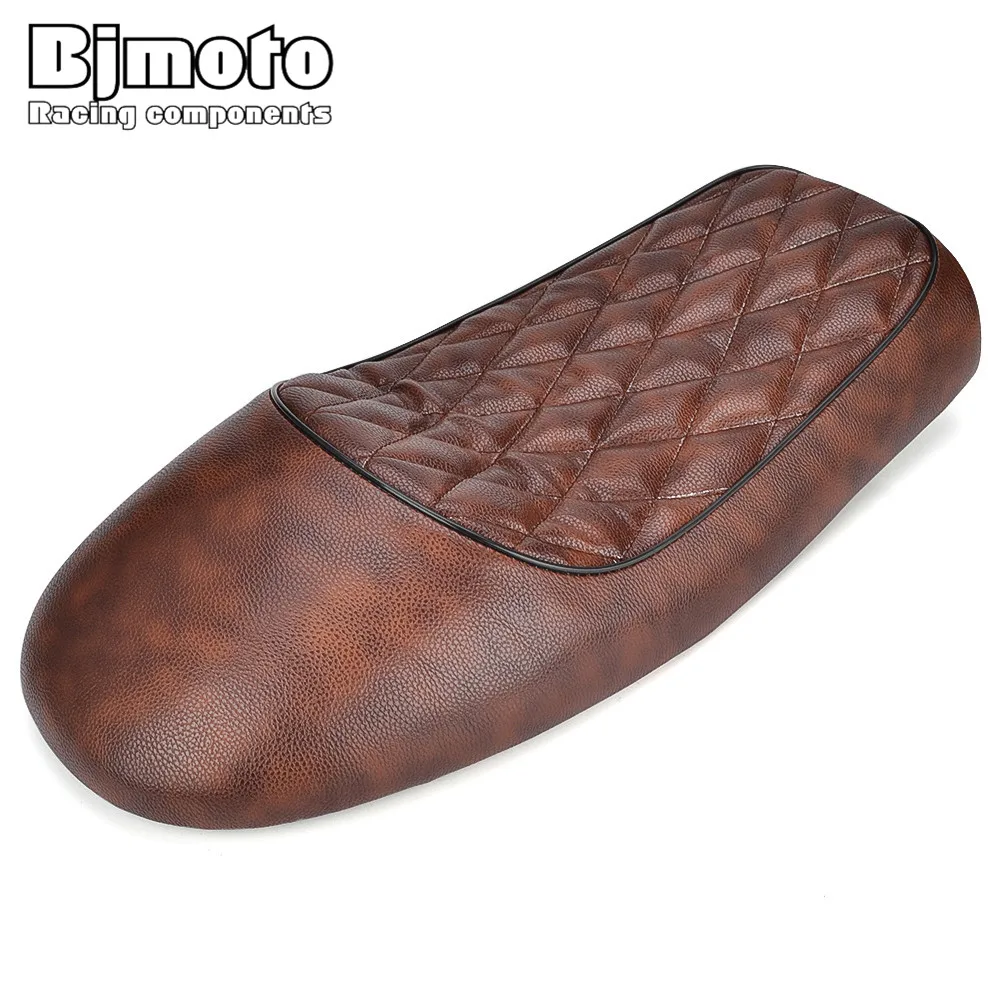 Винтажное мотоциклетное кожаное седло BJMOTO коричневого цвета для Honda CB CL Retro Cafe Racer
