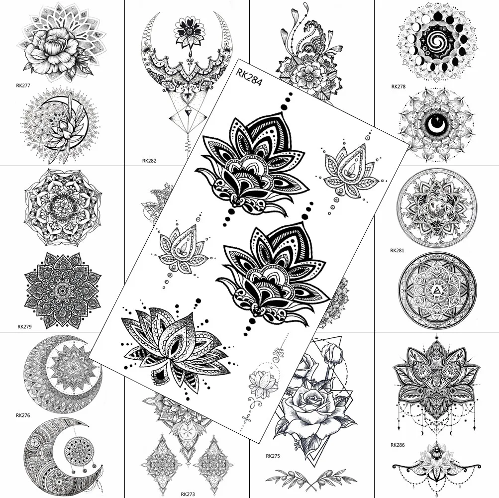 

Chains Fake Jewelry Temporary Tattoos Sticker Body Art Arm Tattoos Sheets For Women Geometric Realistic Black Waterpoof Tattoos