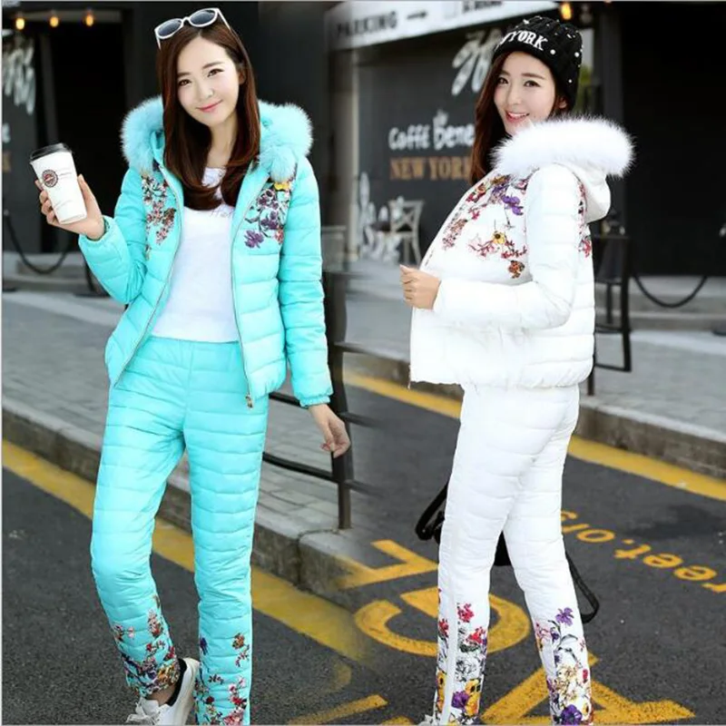 Зимний костюм из двух предметов новое хлопковое пальто с принтом + хлопковые