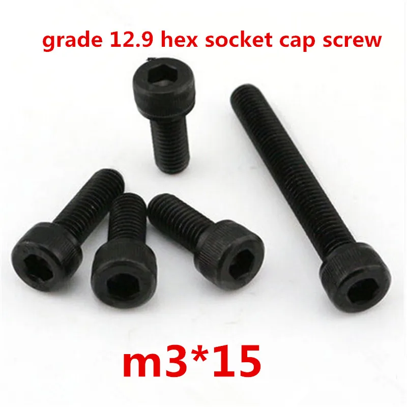 

500pcs m3*15 high strength grade 12.9 alloy steel with black oxide hexagonal / hex socket head cap screw