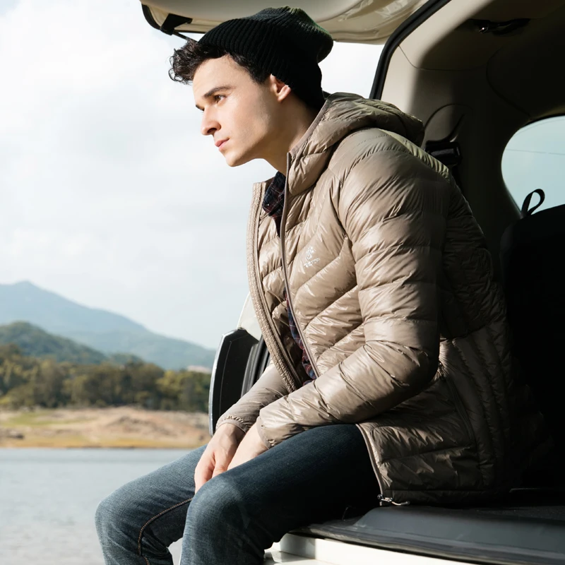 Мужская зимняя куртка на белом утином пуху Tectop 90% водонепроницаемая