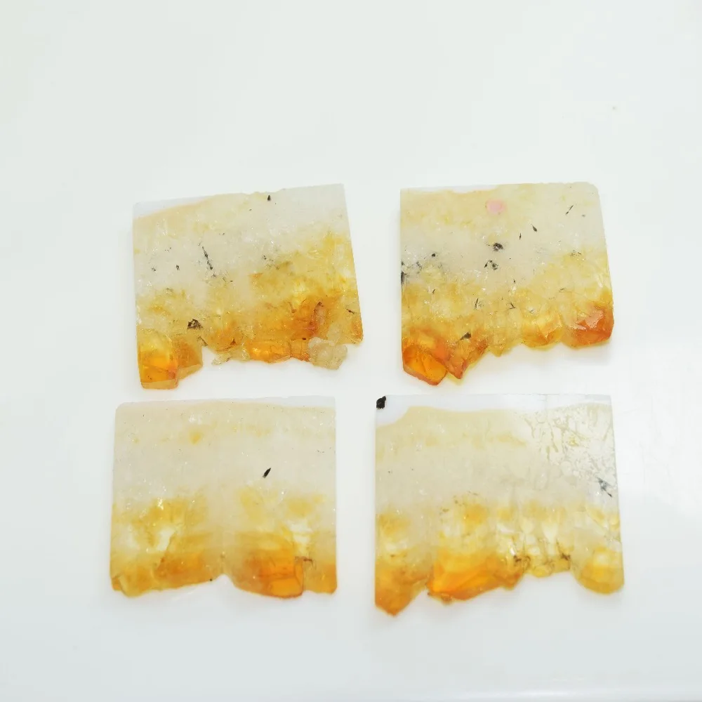 

5 pcs Rectangle natural rough slice druzy quartz pendant raw slab cluster yellow crystal quartz geode druzy stone women pendant