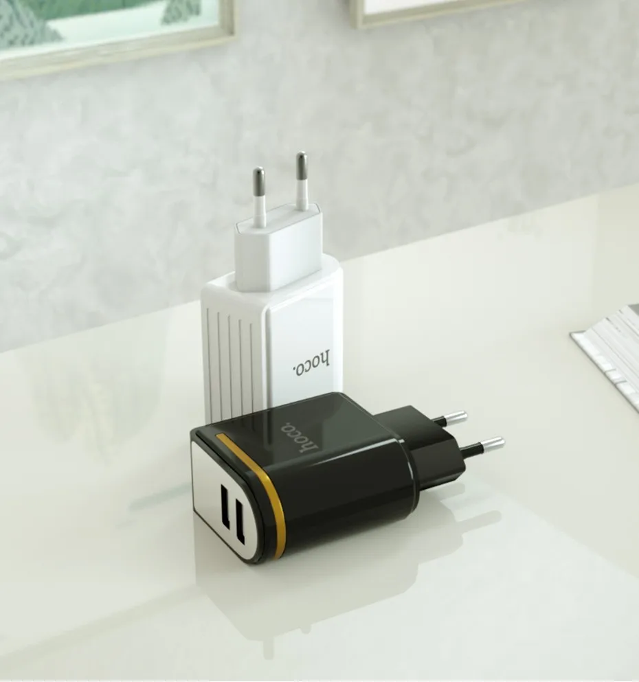 НОСО 5V2. 4A 2 Порты USB Wall быстрой зарядки Зарядное устройство ЕС США Plug Мощность светодио дный display Adapter для iPhone X XS max XR samsung xiaomi
