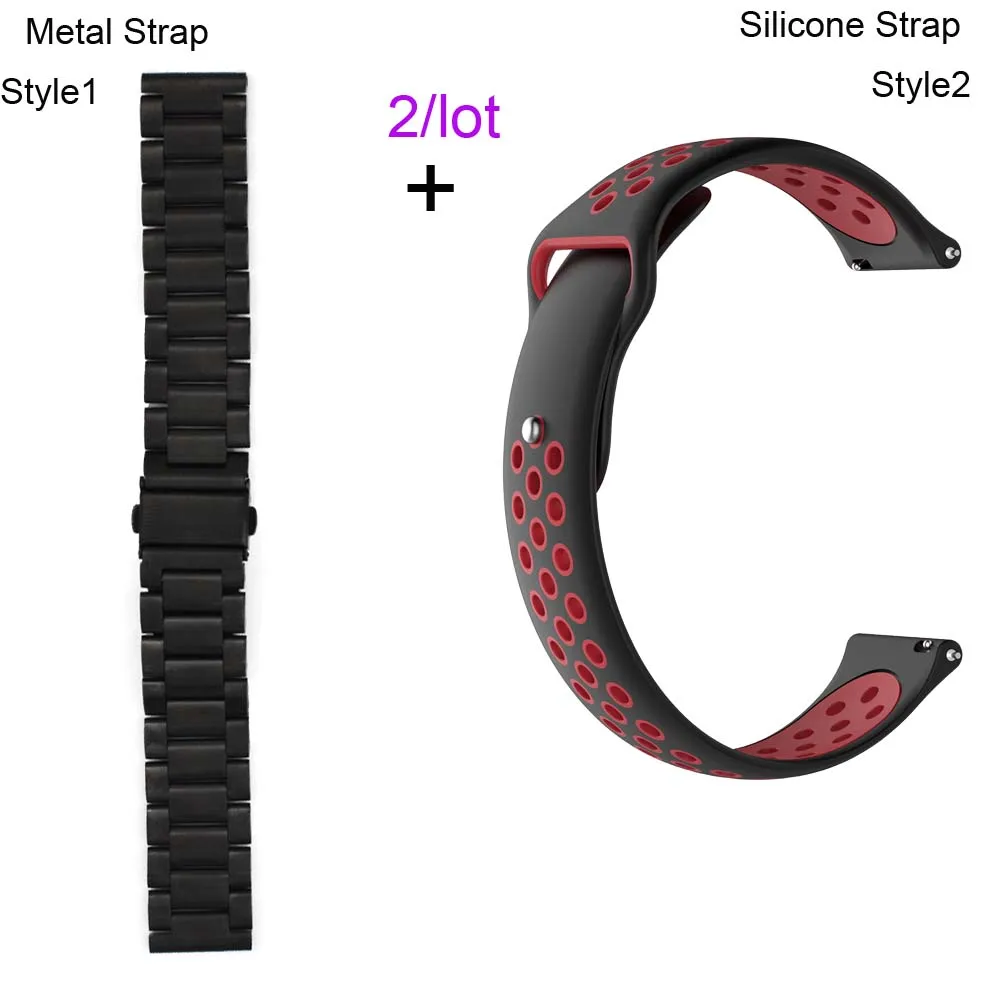 Black-Black red Браслет для часов Xiaomi Amazfit GTR 47 мм Pace Stratos 2 для samsung gear S3 Galaxy 46 мм ремешок для часов huawei GT 2 46 мм - Цвет: Black-Black red