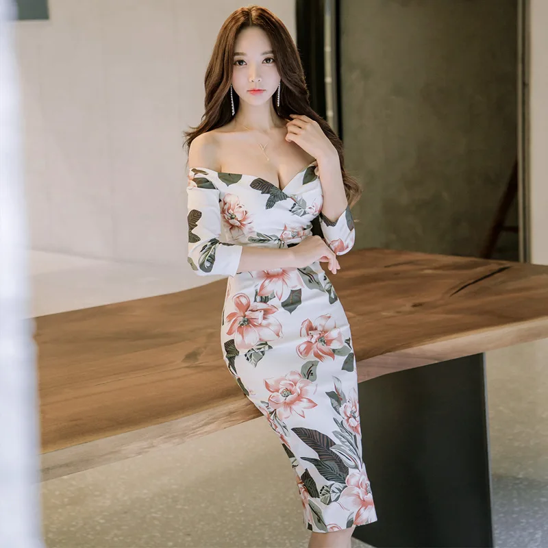 Женское платье карандаш с рукавом 2020 и вырезом лодочкой|dress vestidos|autumn women dresspencil dress