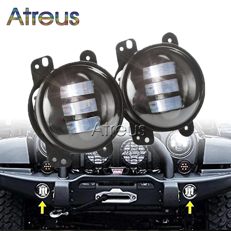 Atreus Автомобильный светодиодный противотуманный фонарь 12 В для Jeep Wrangler JK 07~ 14 Аксессуары 1 пара " 30 Вт Высокая мощность авто светодиодный DRL противотуманная фара комплект