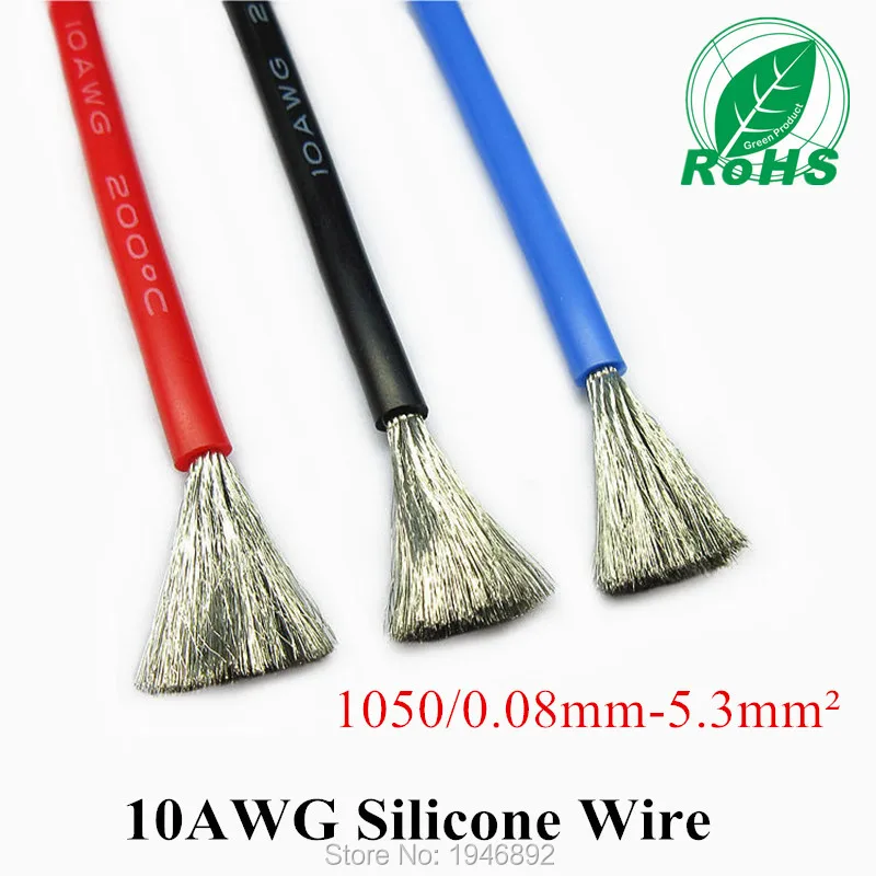 

10AWG Flexible Silicone Wire RC Cable 10AWG 1050/0.08TS Outer Diameter 5.5mm Tinned Copper Wire 5.3mm Square Model airplane Wire