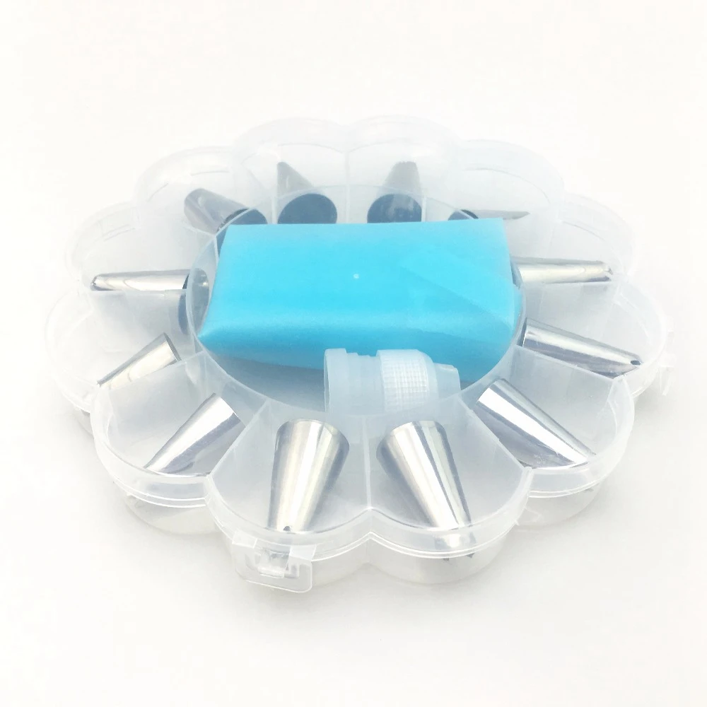 GVCD 14Pcs/Set Icing Piping Cream Pastry Bag Nozzle Set Diy Cake Decorating Stainless Steel With Collecting | Дом и сад