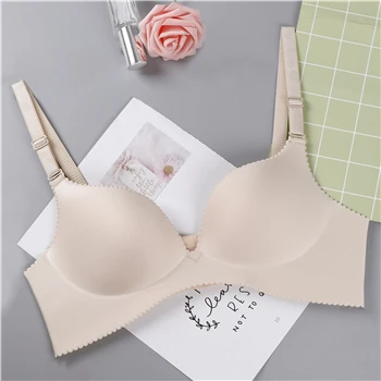 skin Бесшовный Бюстгальтер Sexy Глубокий V Кубок Бюстгальтеры для Для женщин Push Up Белье без косточек бюстгальтер без косточек с глубоким вырезом Intimates спинки женский нижнее белье - Цвет: skin