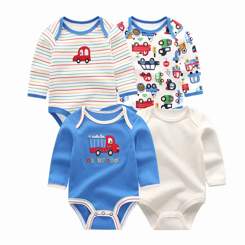 4 PCS/LOT 2018 newborn winter long Sleeve Boys&ampGirls Roupas de bebe Baby Clothing sets 100%Cotton Rompers | Детская одежда и
