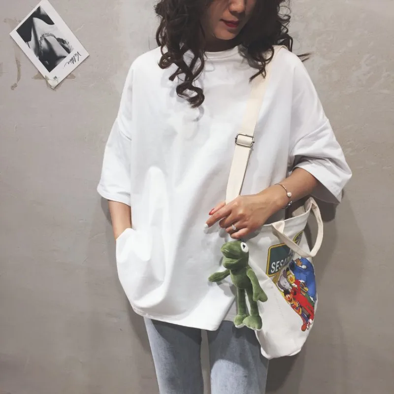 

Casual Handbag For Women Simple Portable Environmental Shopping Bag 2019 New Cute Cartoon Printing Shoulder Crossbody Bag