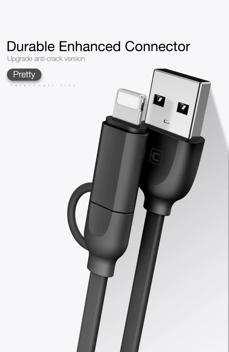 CAFELE Выдвижной USB кабель для iPhone X Xr XS MAX 8 7 6 plus usb type C Быстрая зарядка 1 м кабель для huawei Xiaomi samsung
