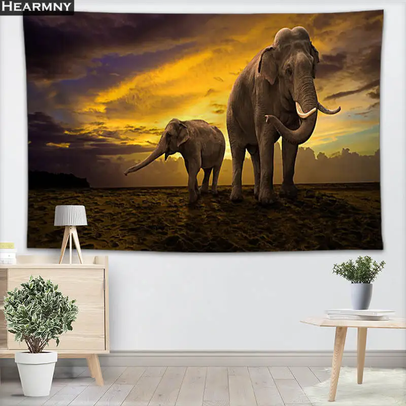 Настенный гобелен в виде слона с животными листы домашние декоративные гобелены