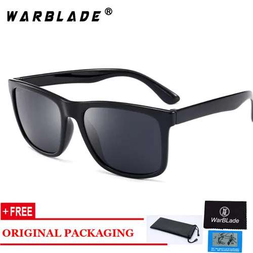 bright black WarBLade, оригинальные солнцезащитные очки для женщин и мужчин, фирменный дизайн TR90, оправа, солнцезащитные очки для мужчин, модные классические квадратные очки UV400 - Цвет линз: bright black