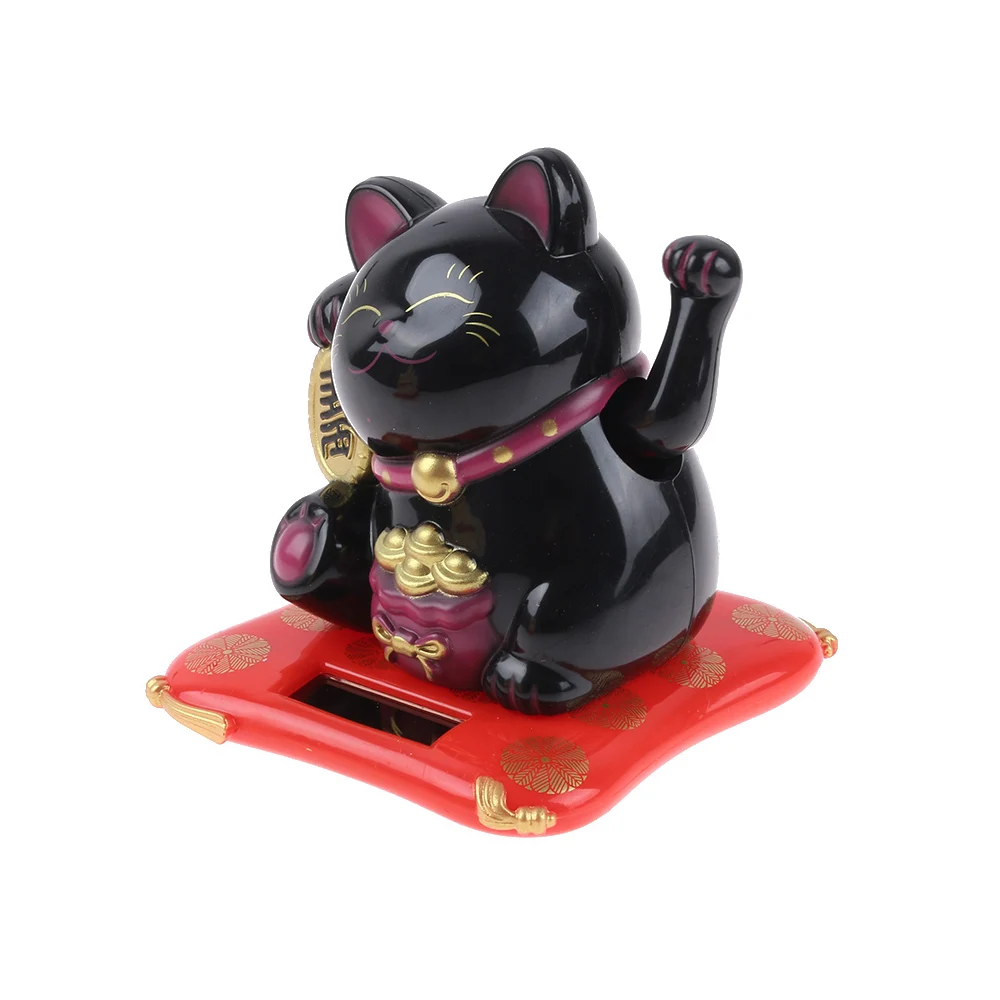 Черный 1 шт. модные Фортуны кошки на солнечных батареях Maneki приветственные счастливые манящие лапы развевающиеся домашний офис Ресторан Декор ремесла - Цвет: Черный