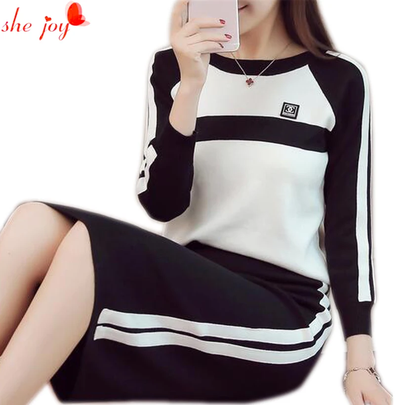 Осень новинка 2017 Женский костюм рубашка с длинными рукавами Топы и юбка женский