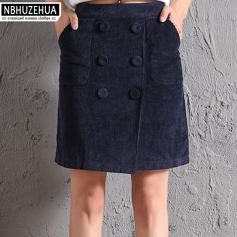 NBHUZEHUA T842 6XL 7XL 8XL Корейская винтажная Вельветовая Женская юбка А силуэта зимняя